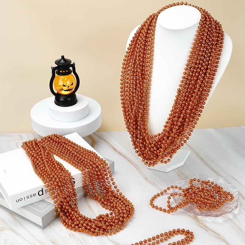 ZZYFGH 12 Pcs Orange Bead Necklace, 33" 7mm Orange Halloween Bead Necklaces, Mardi Gras Beads Necklaces Costume Bulk, Festival Parade Throw Accessories for Mardi Gras Halloween Wedding Celebrations Decor - Image 5